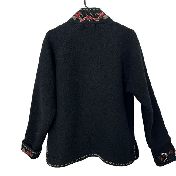 Vintage Icelandic Design Wool Floral Embroidered Sweater Jacket | Size S/M - Picture 4 of 10